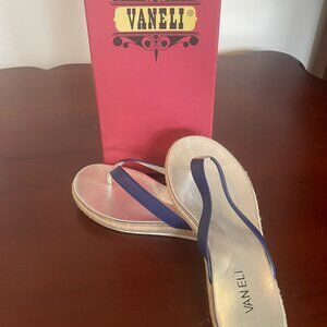 Vaneli Bryce Blue Nappa Thong Sandal, Size 6